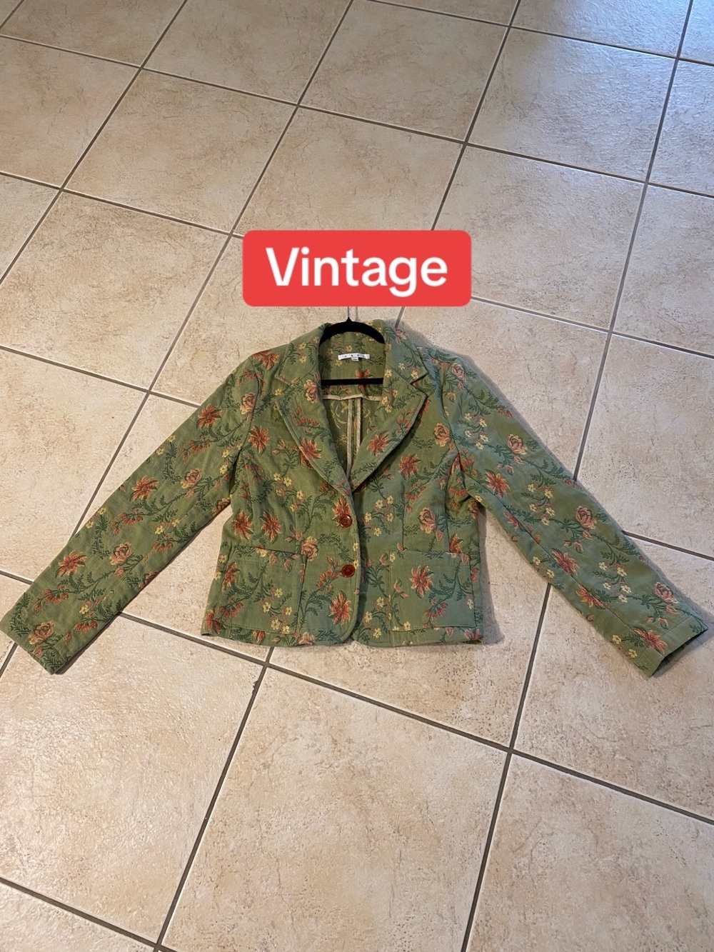Vintage Cabi Green tapestry jacquard Women's Blazer